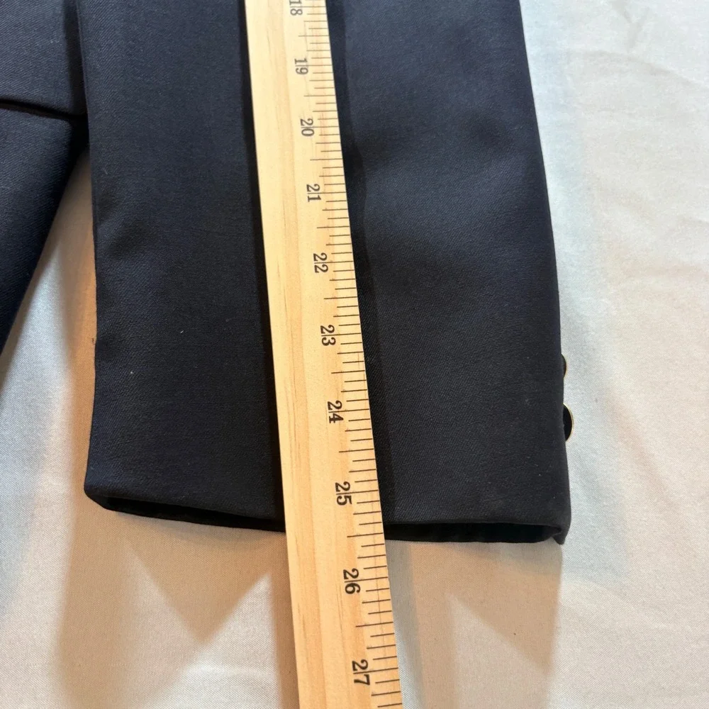 Burberry London Blazer Mens 46R Navy‎ Wool 3-Button Sport Coat Elbow Patches USA